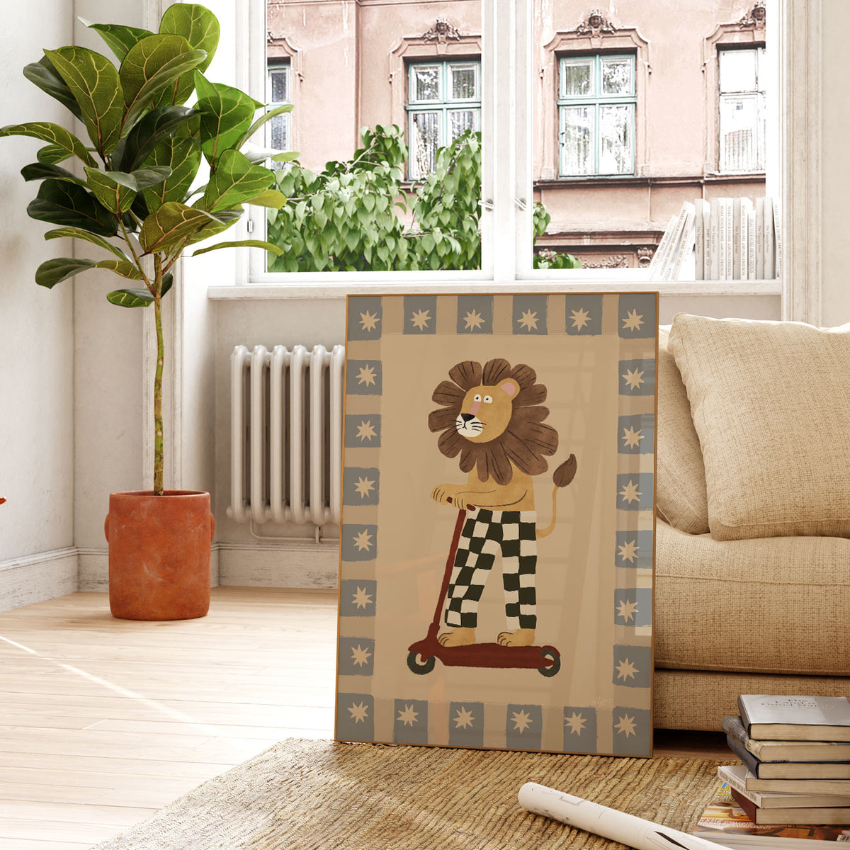 Scooter King Lion Blue Poster