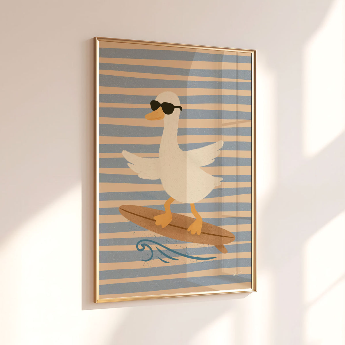 Surfer Goose Stripes Poster