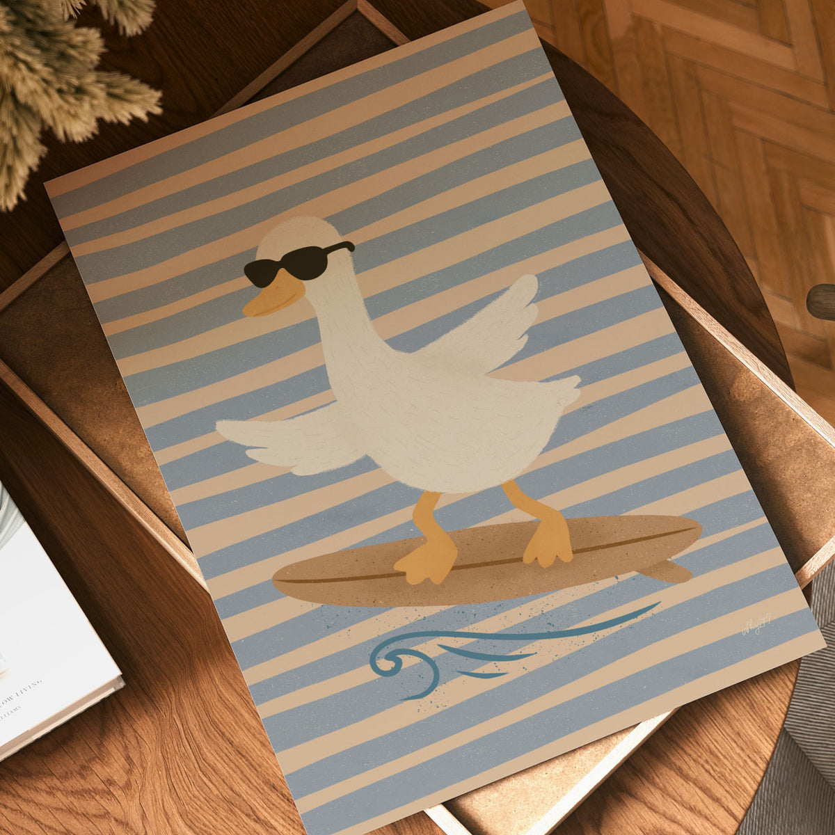 Surfer Goose Stripes Poster