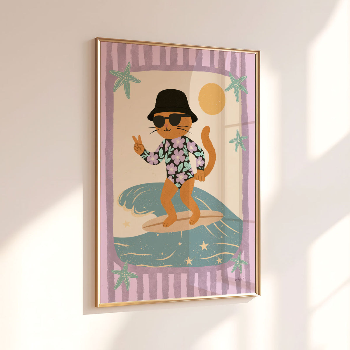 Surfer Kitty Poster