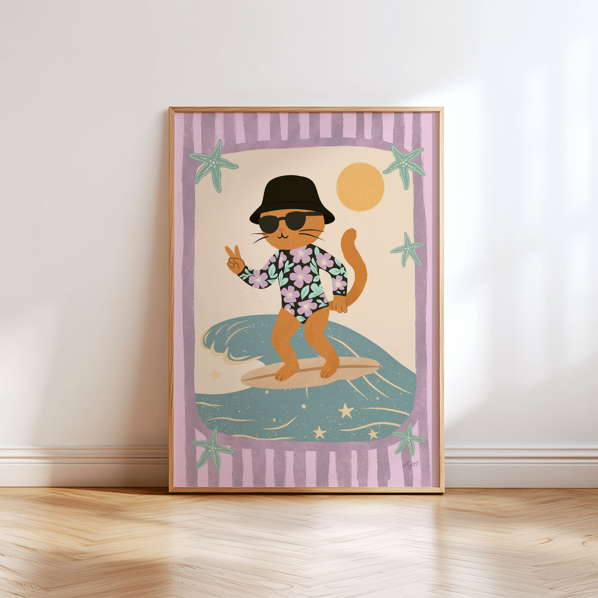 Surfer Kitty Poster