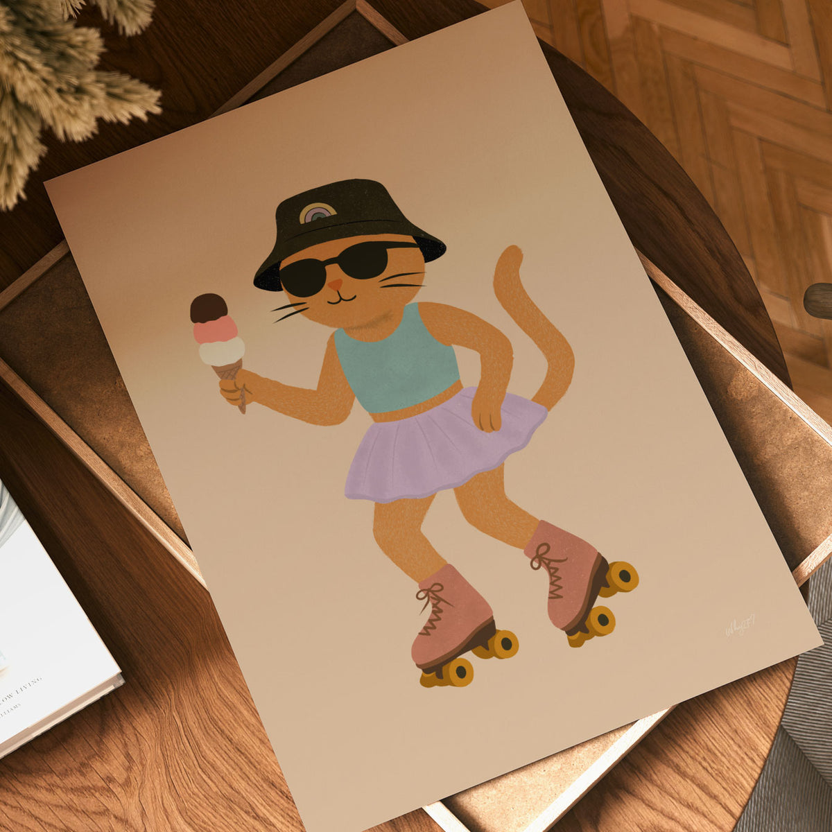 Kitty On Roller Skates Poster