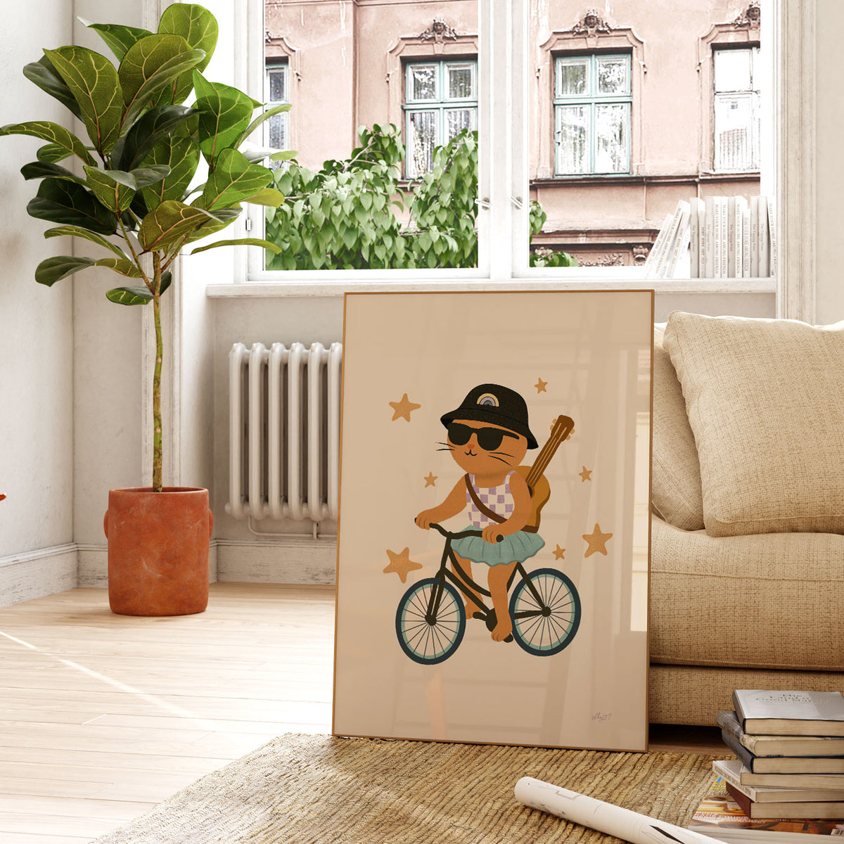 Kitty On A Bike Poster