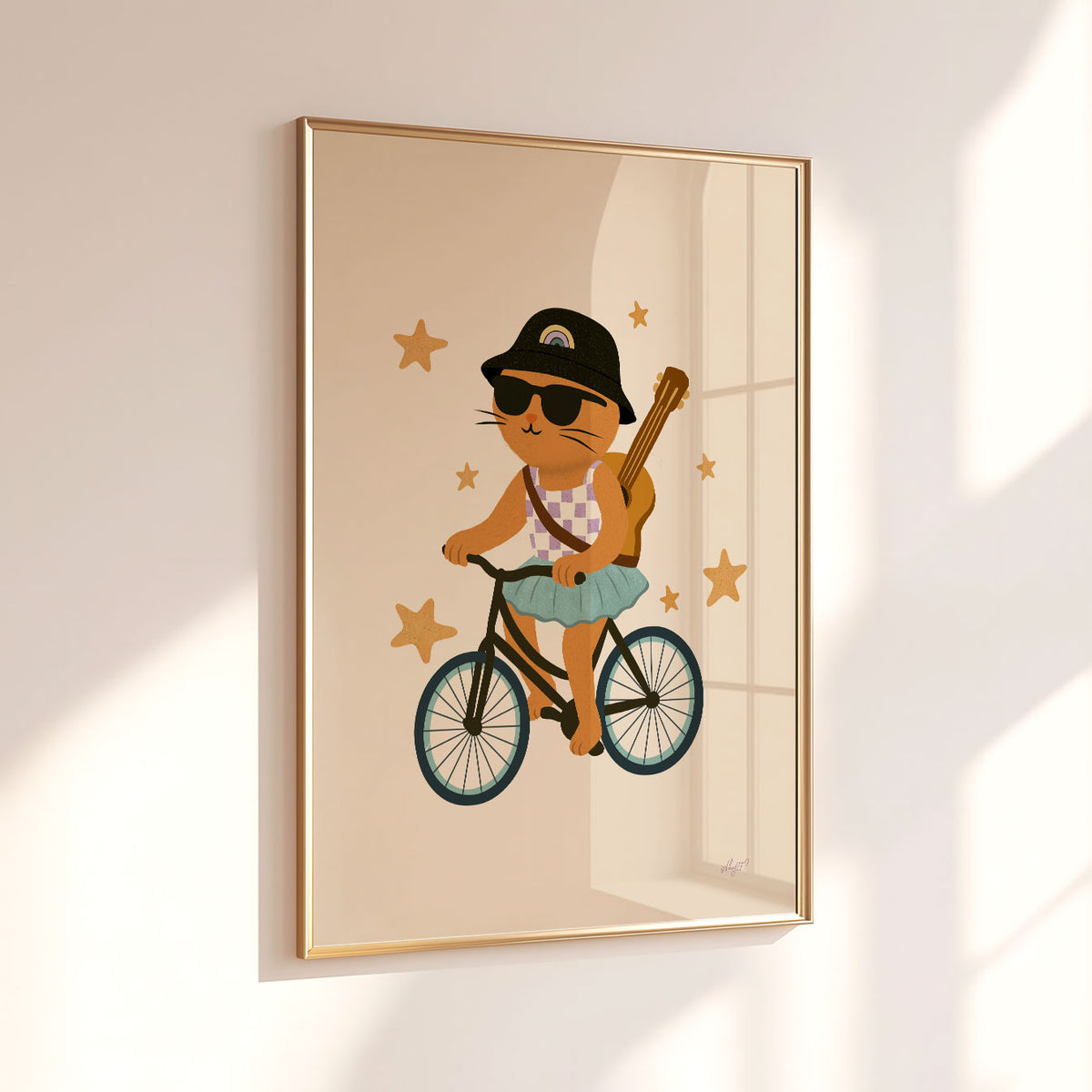 Kitty On A Bike Poster