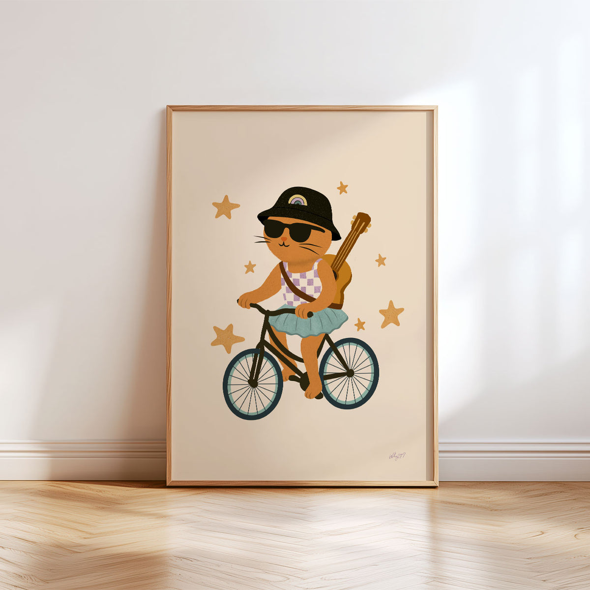 Kitty On A Bike Poster