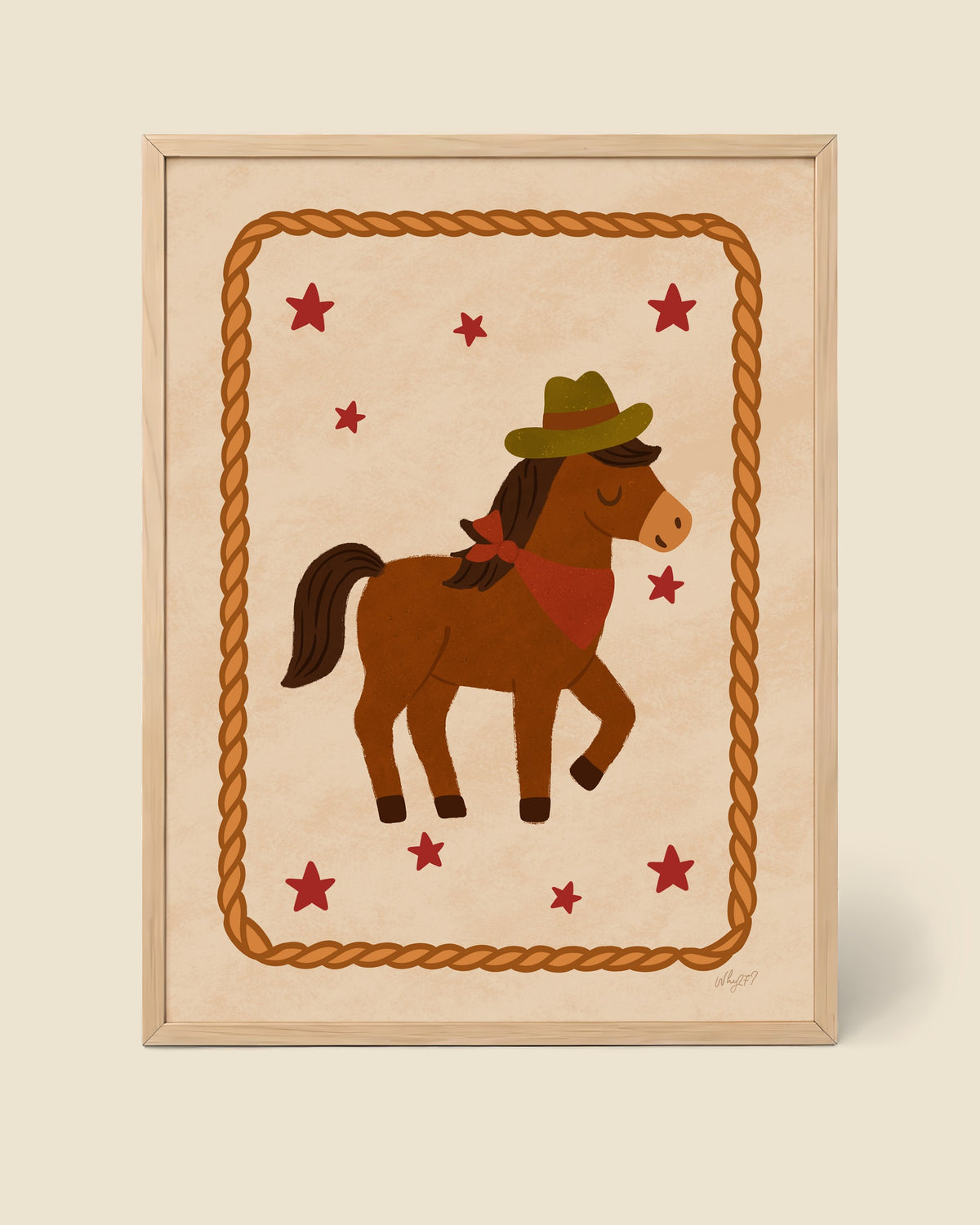Little Horse Poster framed in a natural wood frame