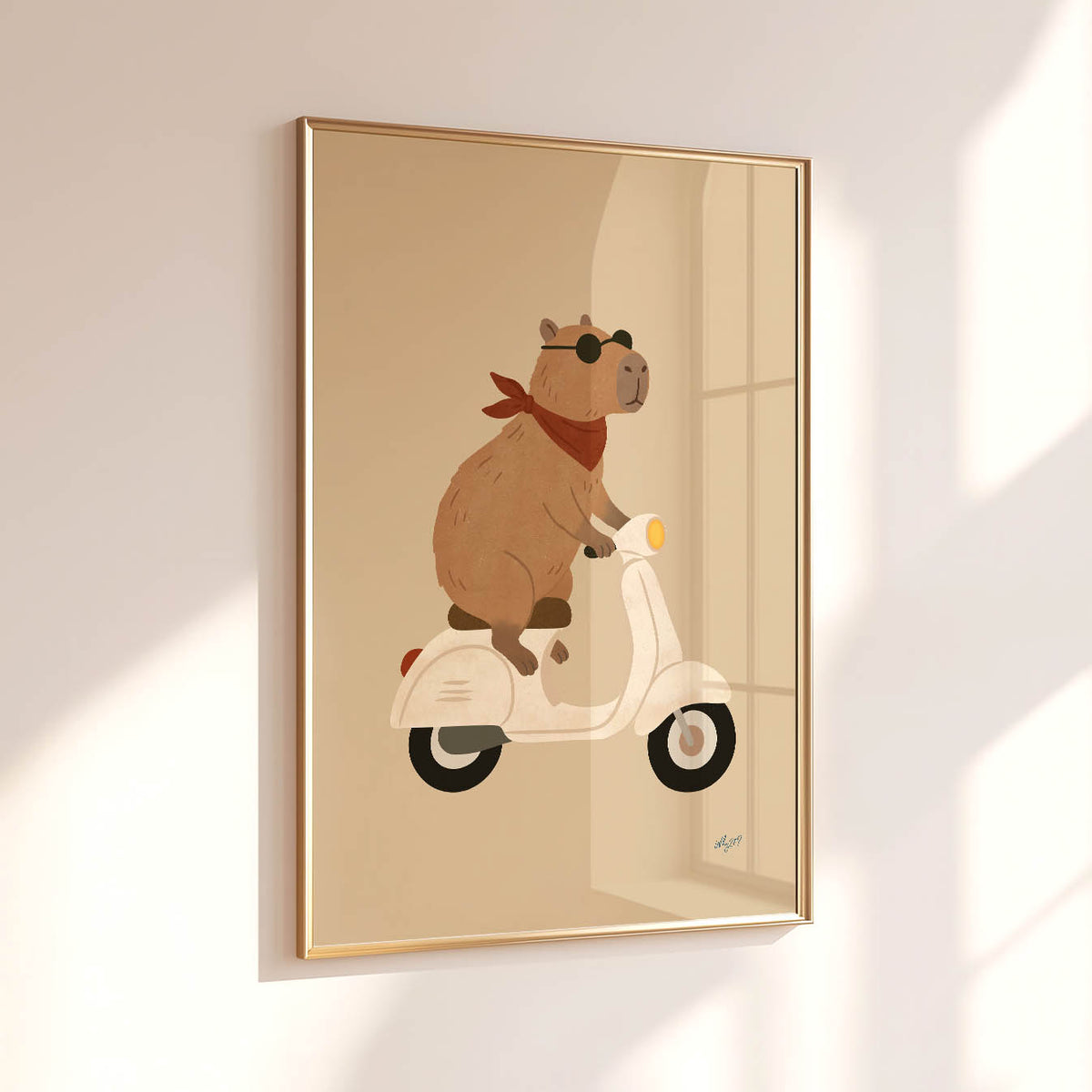 Capybara auf Rollertour – Poster