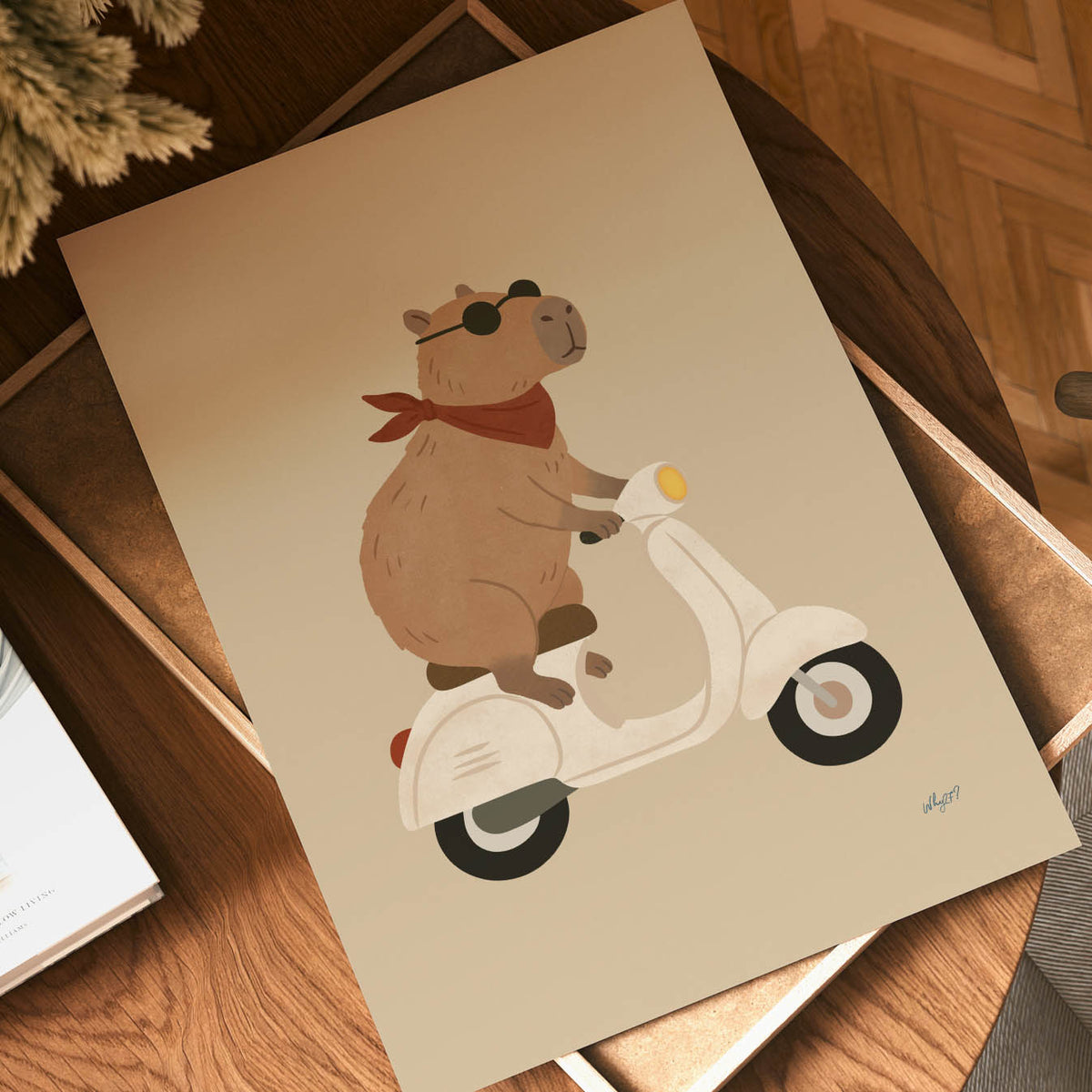 Capybara auf Rollertour – Poster