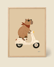 Capybara auf Rollertour – Poster