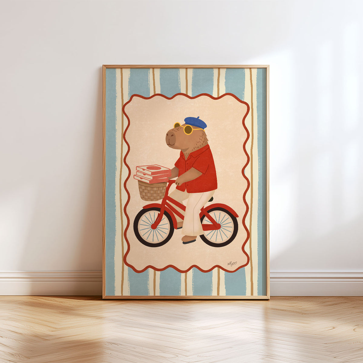 Capybara Pizza Bike Poster