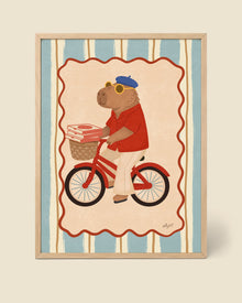 Capybara Pizza-Fahrrad Poster