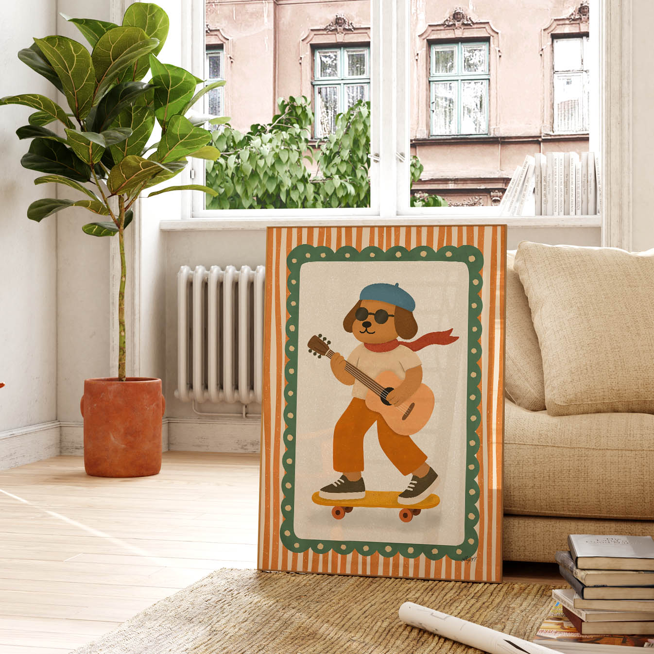 Skate Guitar Dog Poster