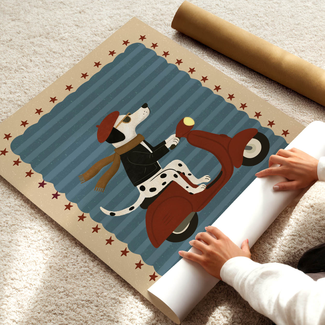 Vintage Dog Scooter Poster