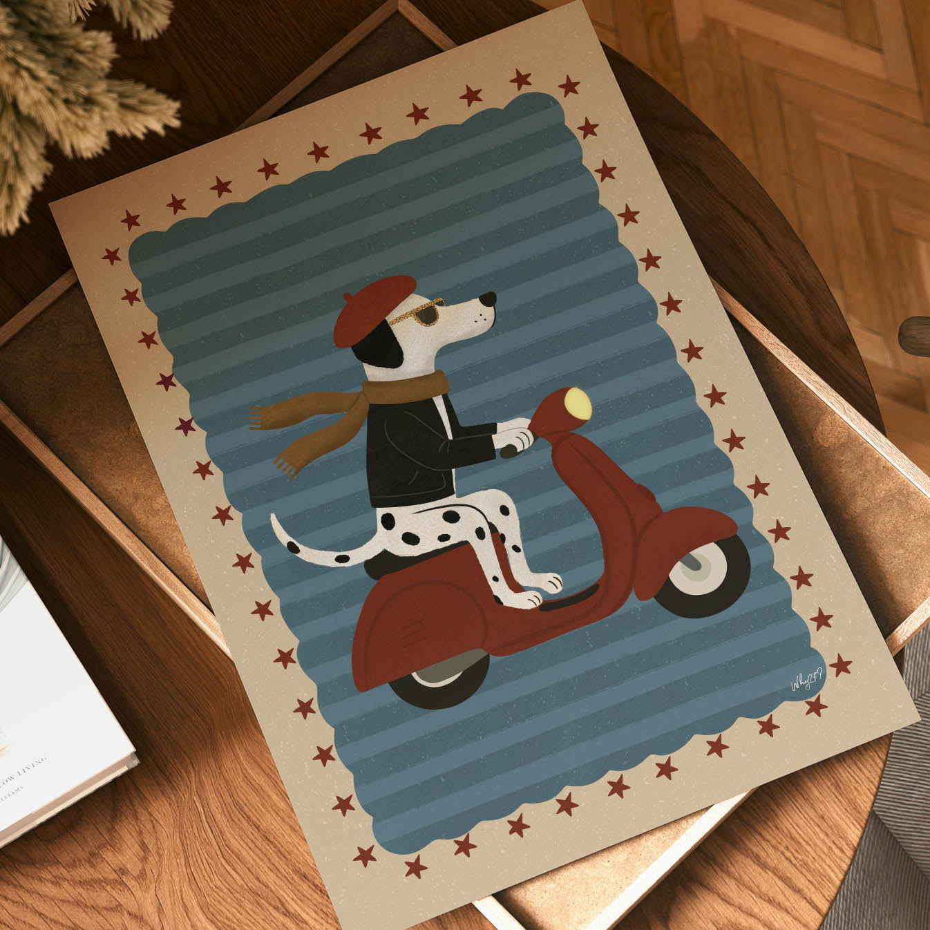 Vintage Dog Scooter Poster