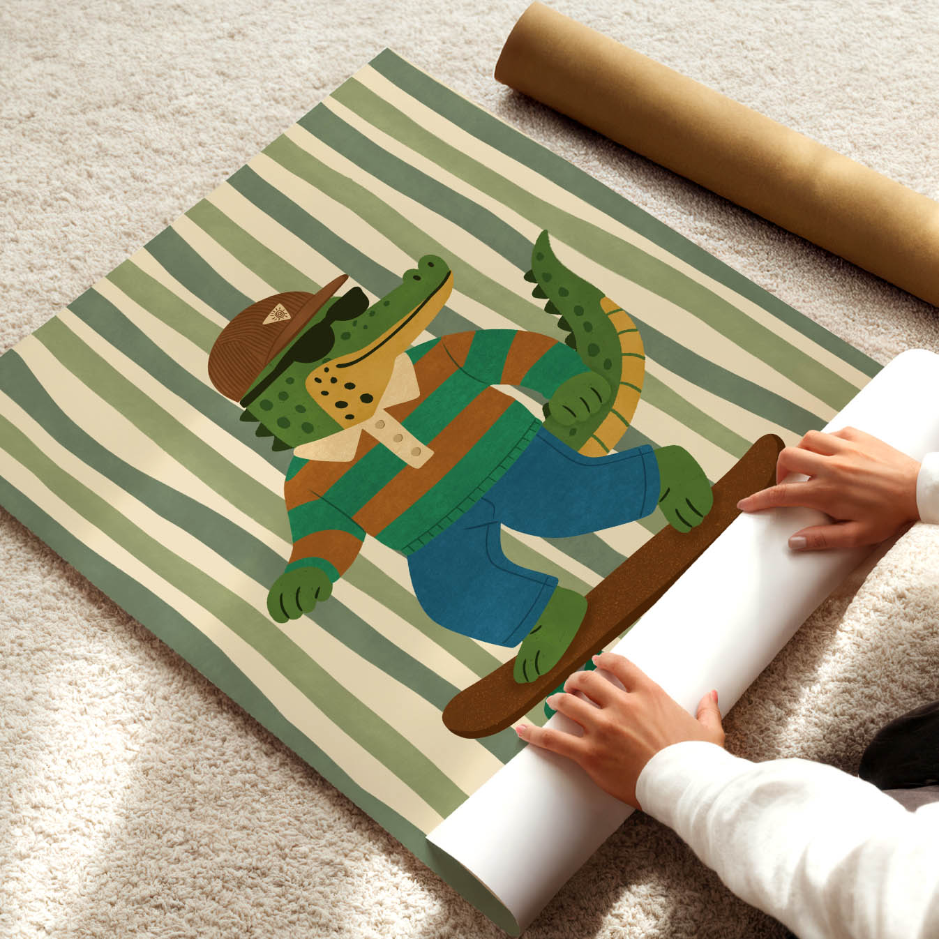 Cool Crocodile Skateboard Poster