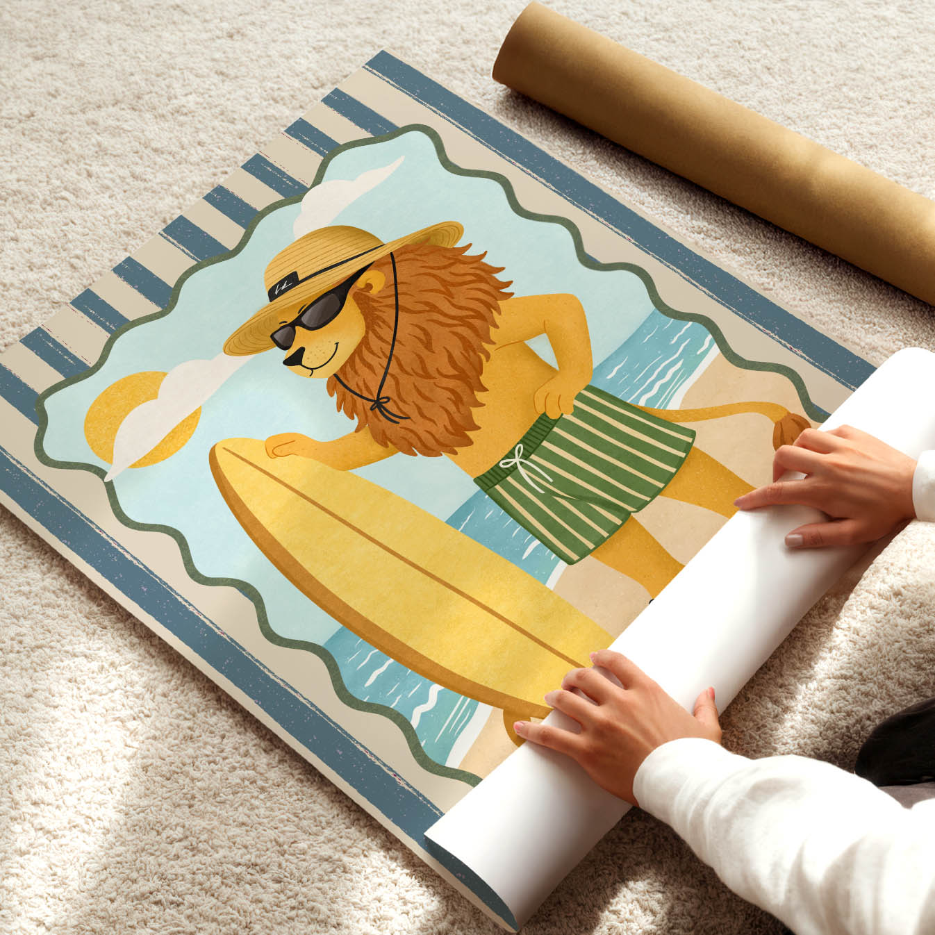 Lion Surf Poster