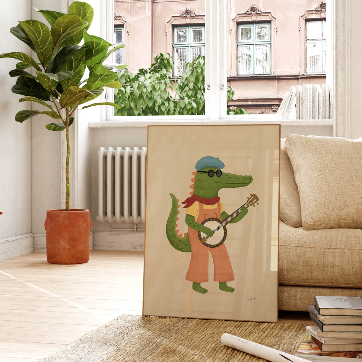 Cooles Krokodil-Banjo-Poster