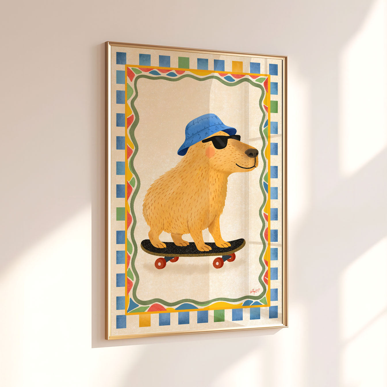Capybara Skateboarding Poster