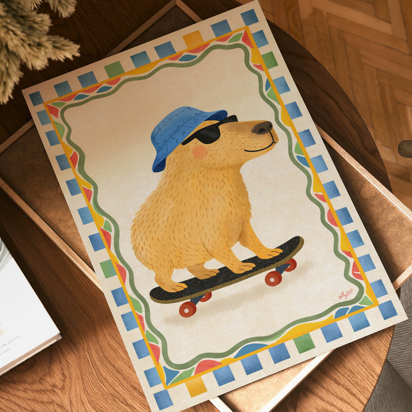 Capybara Skateboarding Poster