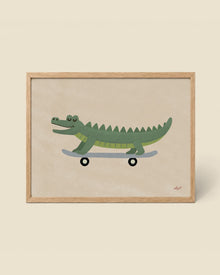 Skating Crocodile Sand Poster
