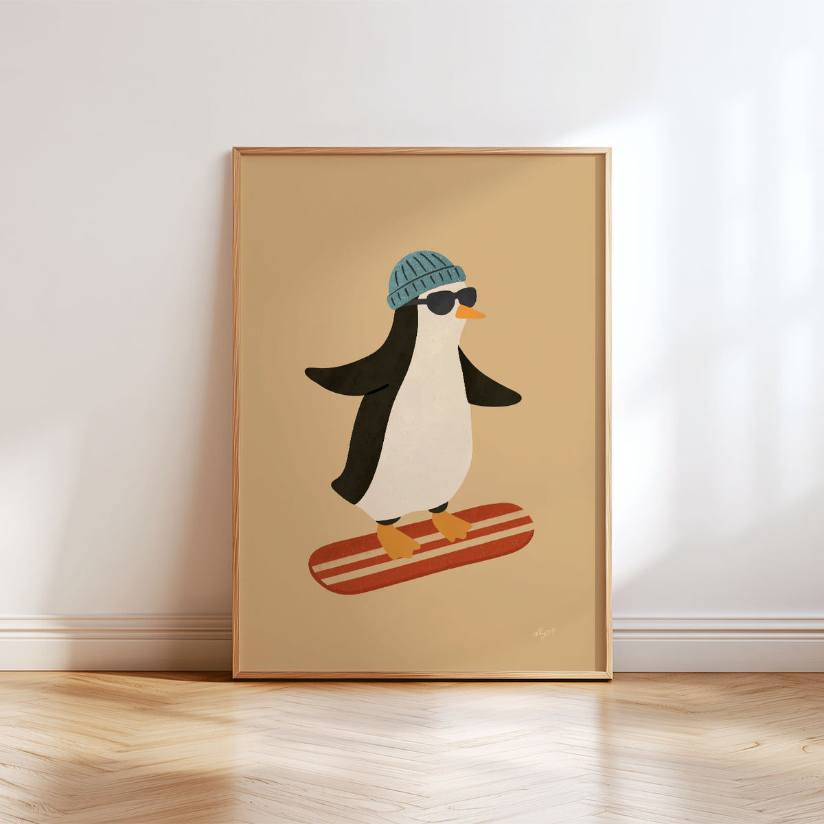 Snowboard Penguin Poster