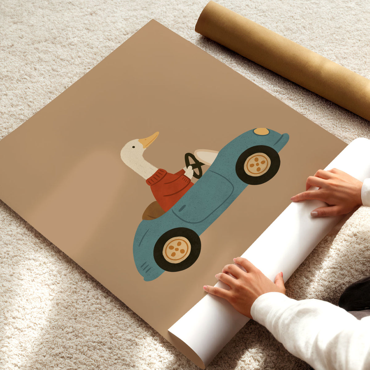 Duck In A Car Poster