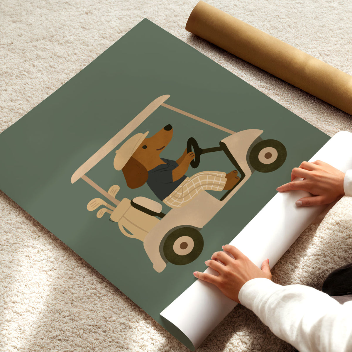 Golf Buggy Dog Poster