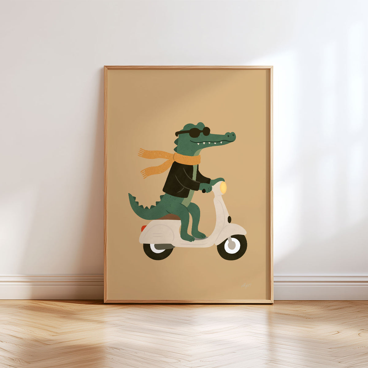 Crocodile On A Vespa Poster