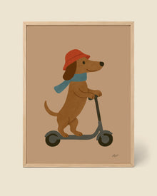 Poster Hund auf Roller, Sandton