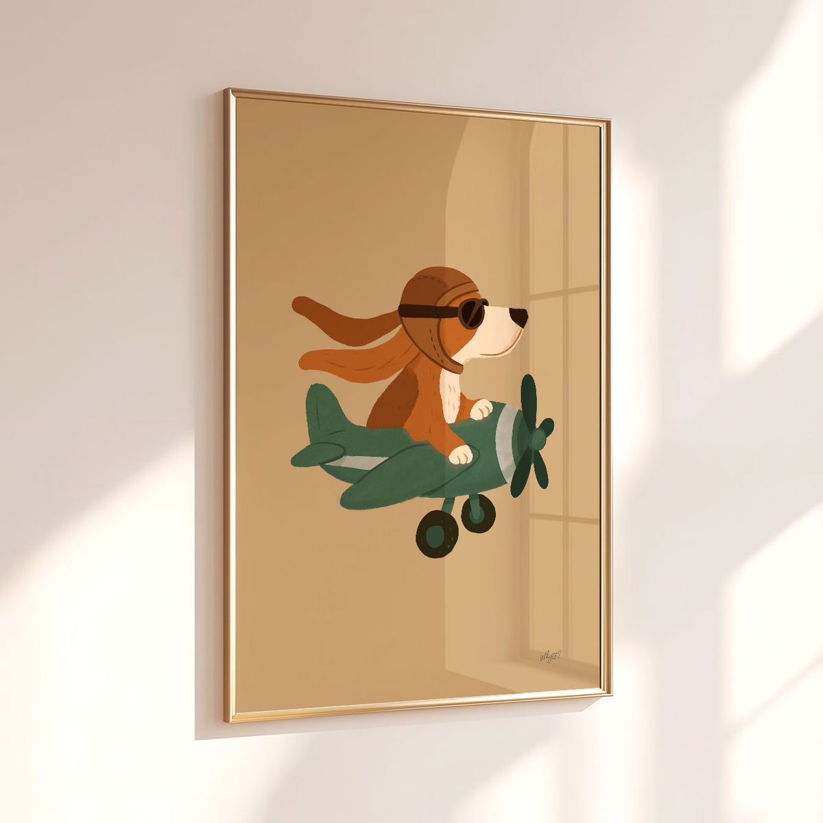 Dog Plane Green Poster
