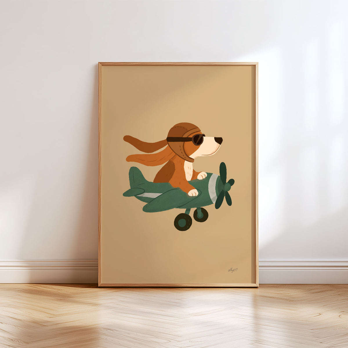Dog Plane Green Poster