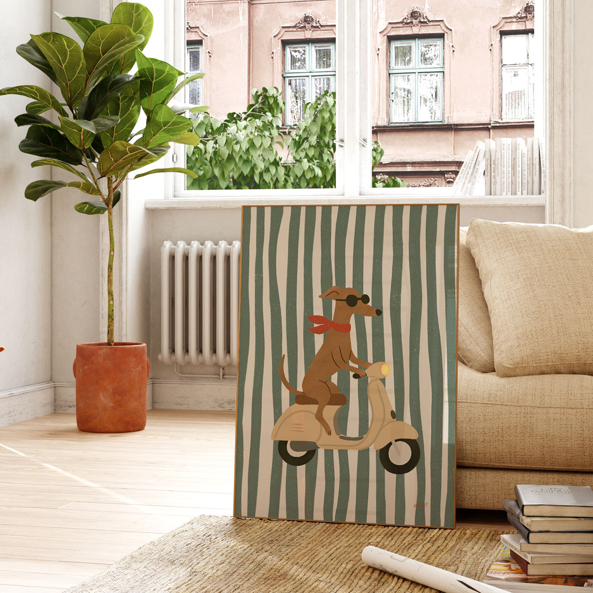 Dog On A Vespa Poster