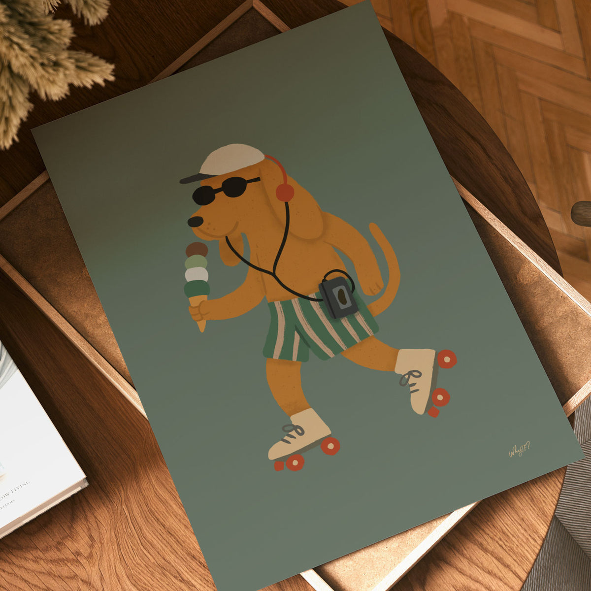 Skater Dog Green Poster
