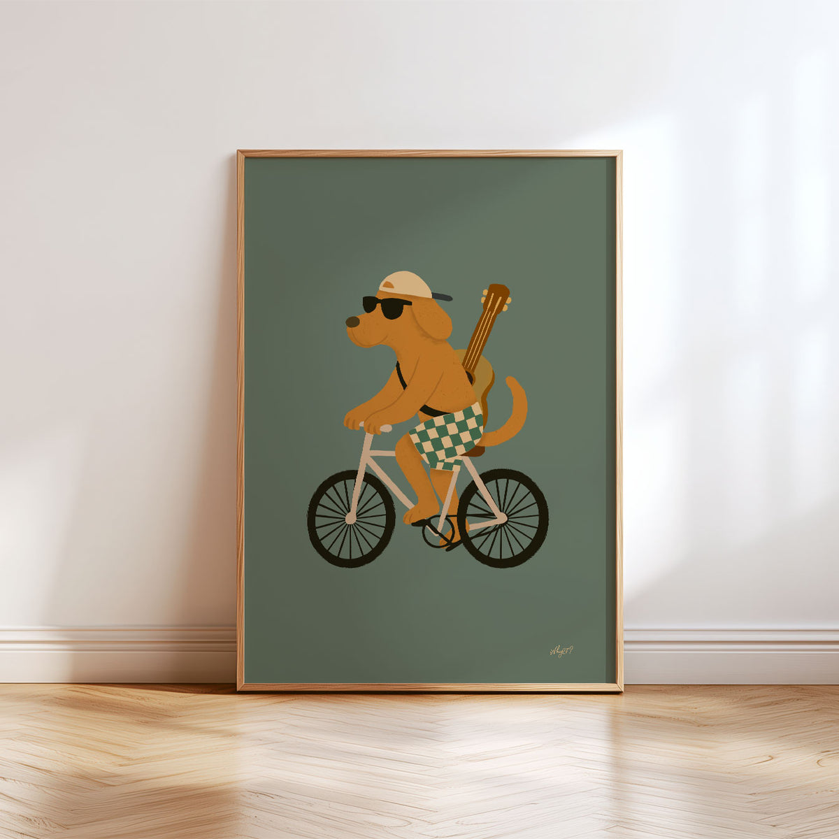 Bike Dog Green Poster