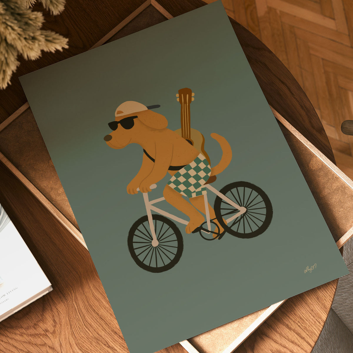 Bike Dog Green Poster
