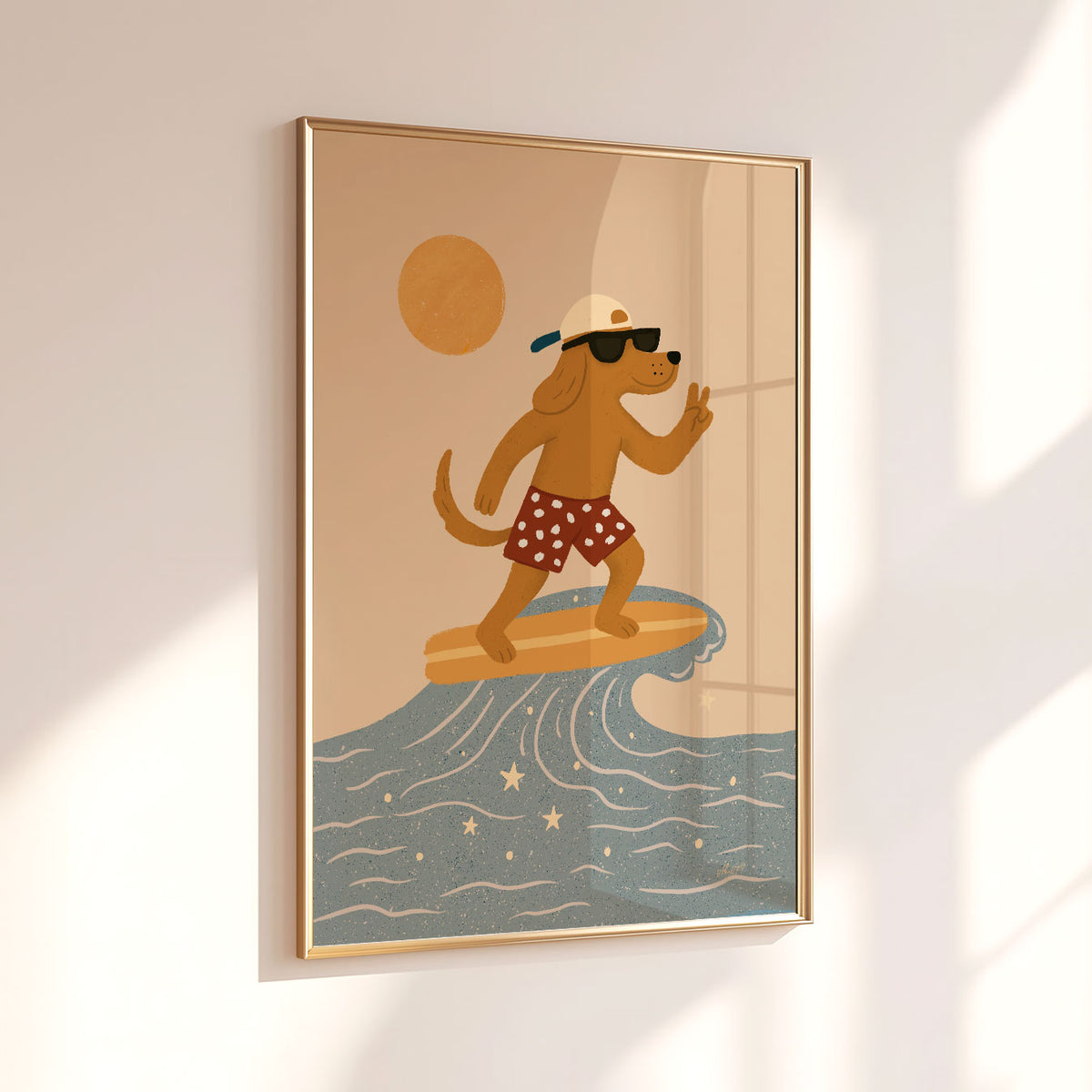 Surfer Dog Wave Poster