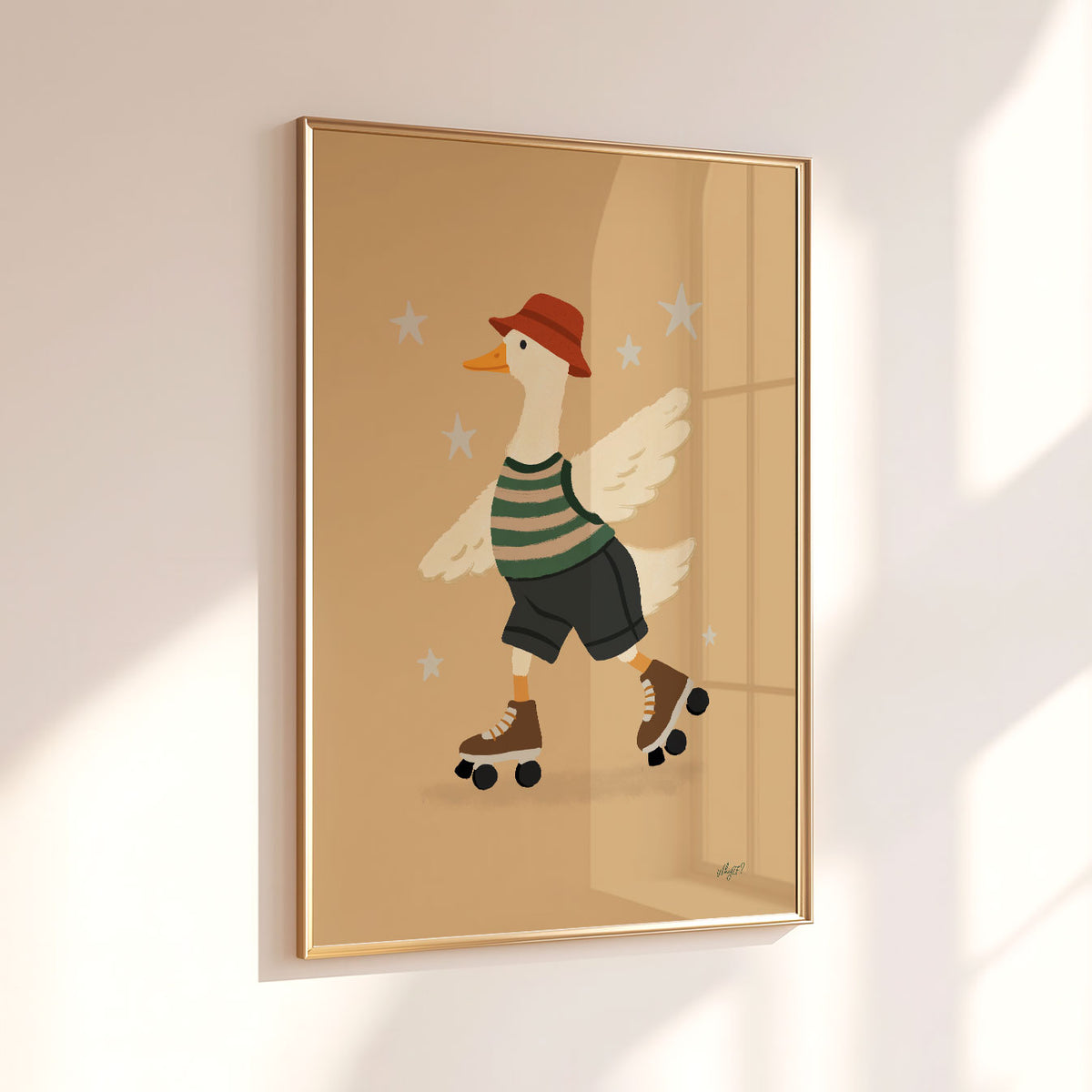 Roller Skating Goose Sand Poster