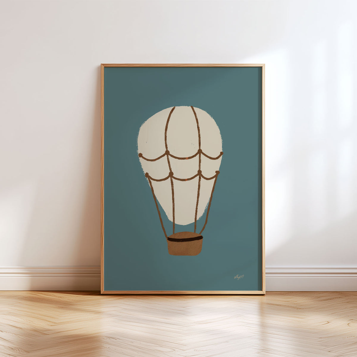 Striped Hot Air Balloon Poster