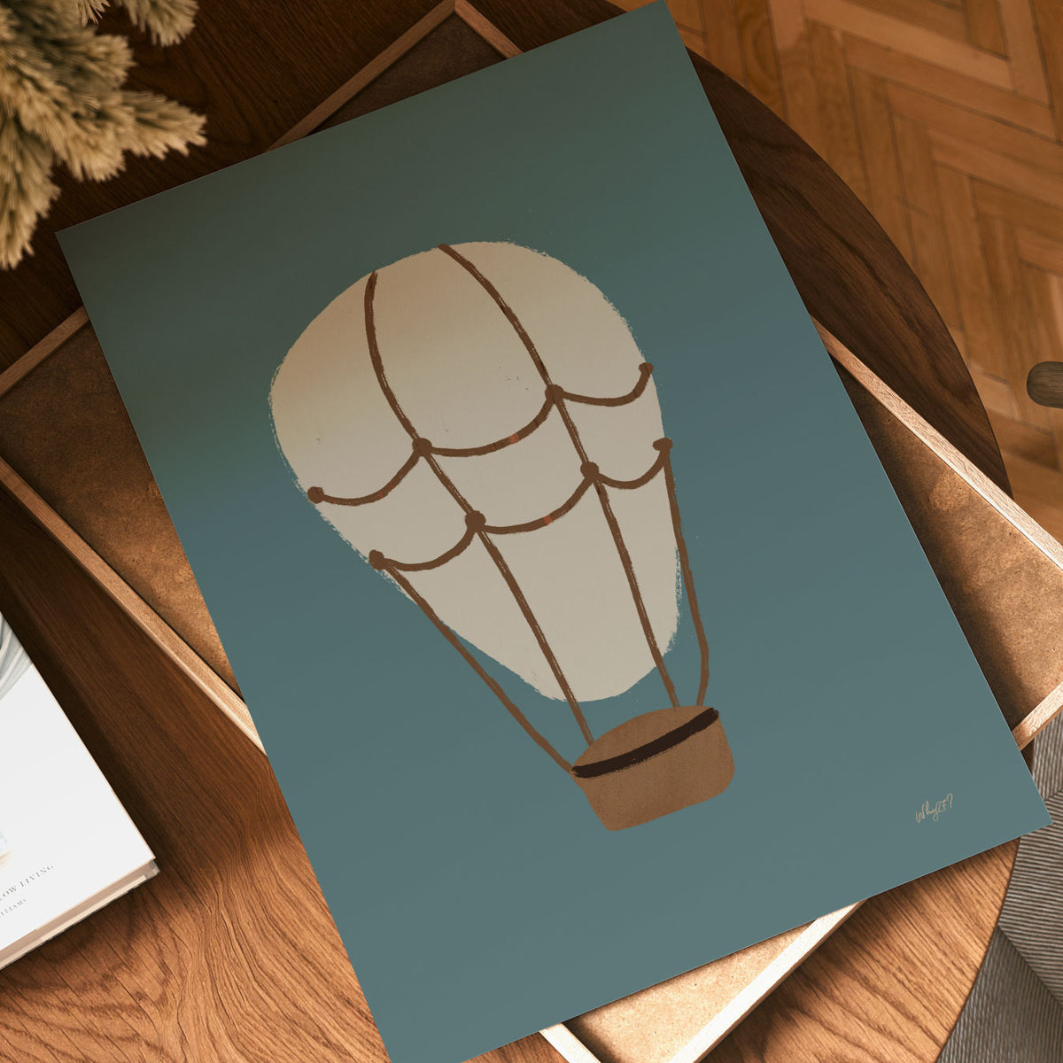 Striped Hot Air Balloon Poster