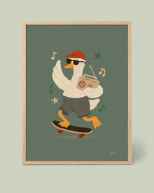 Skate-Gans Poster mit Ghettoblaster