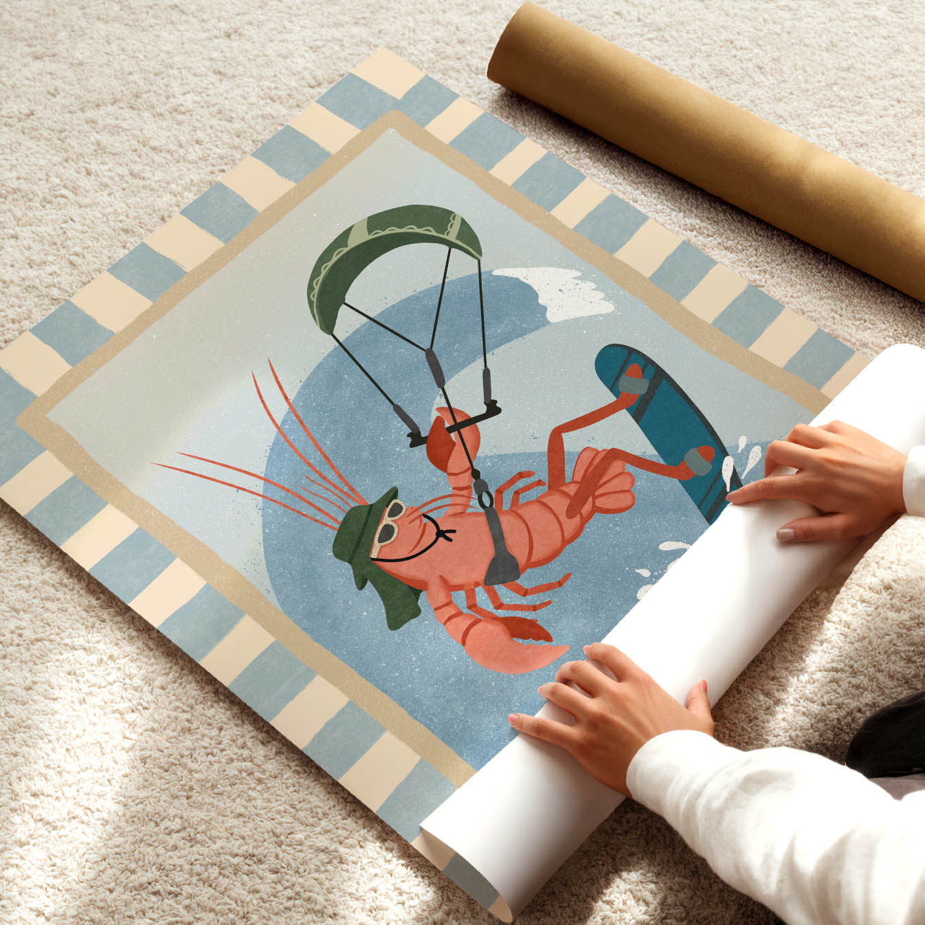 Kite Rider Lobster Poster