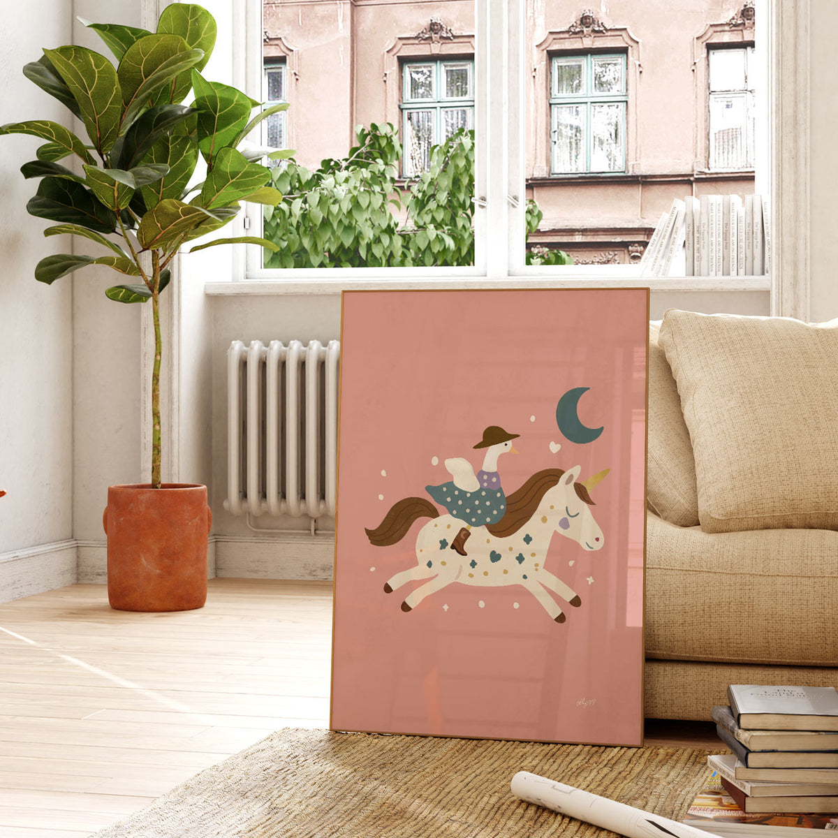Unicorn With Flowers Poster