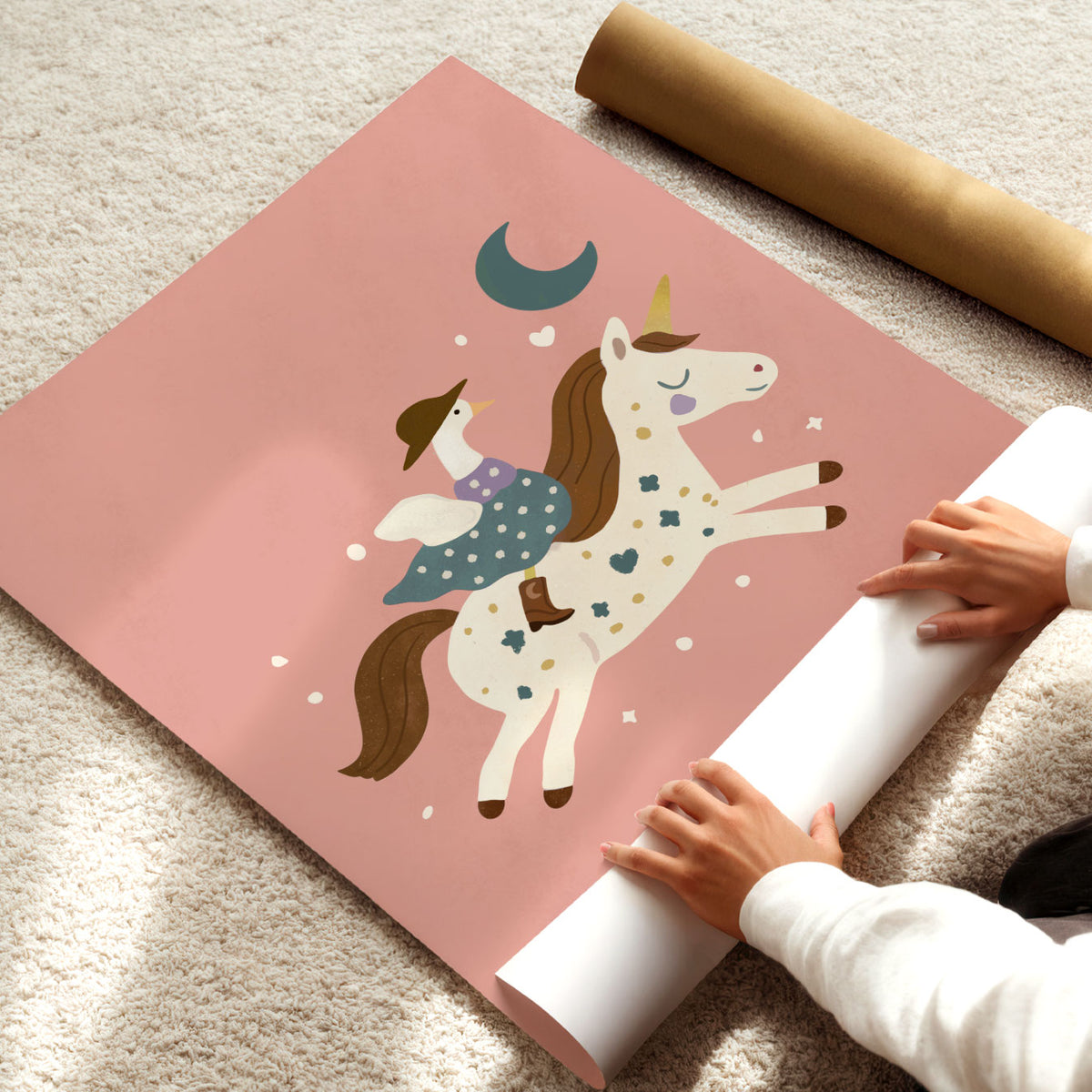 Unicorn With Flowers Poster