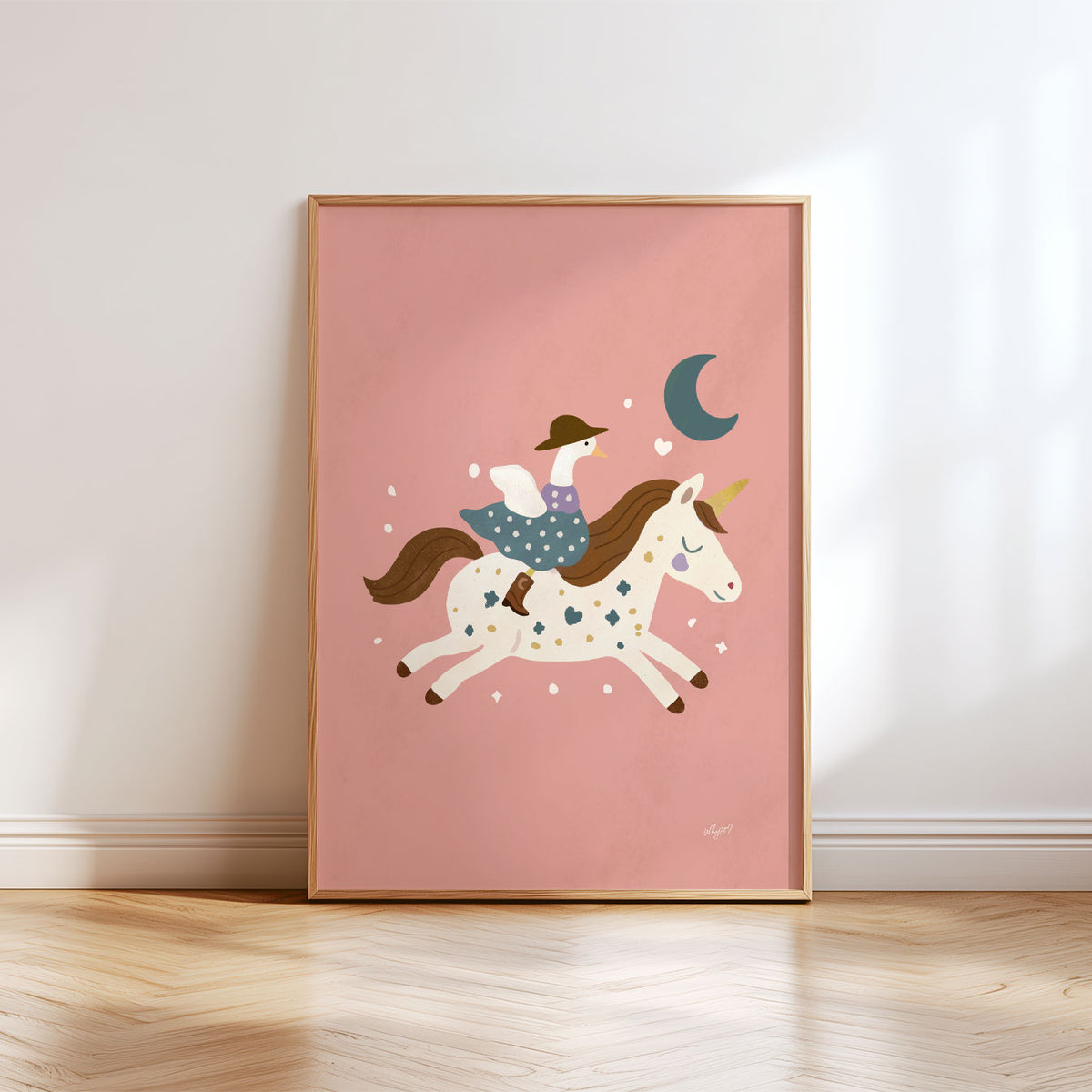 Unicorn With Flowers Poster
