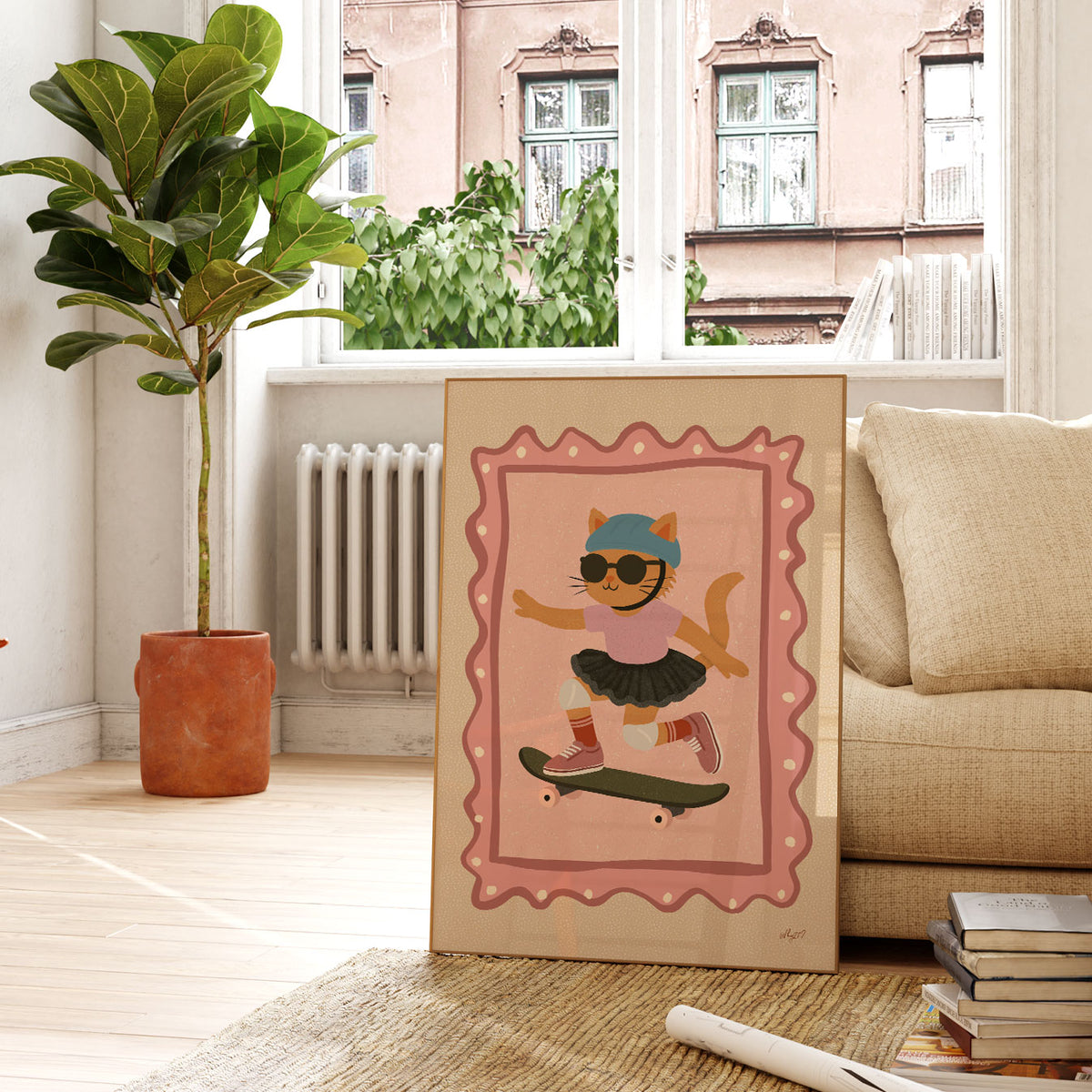 Kitty Skate Cream Poster