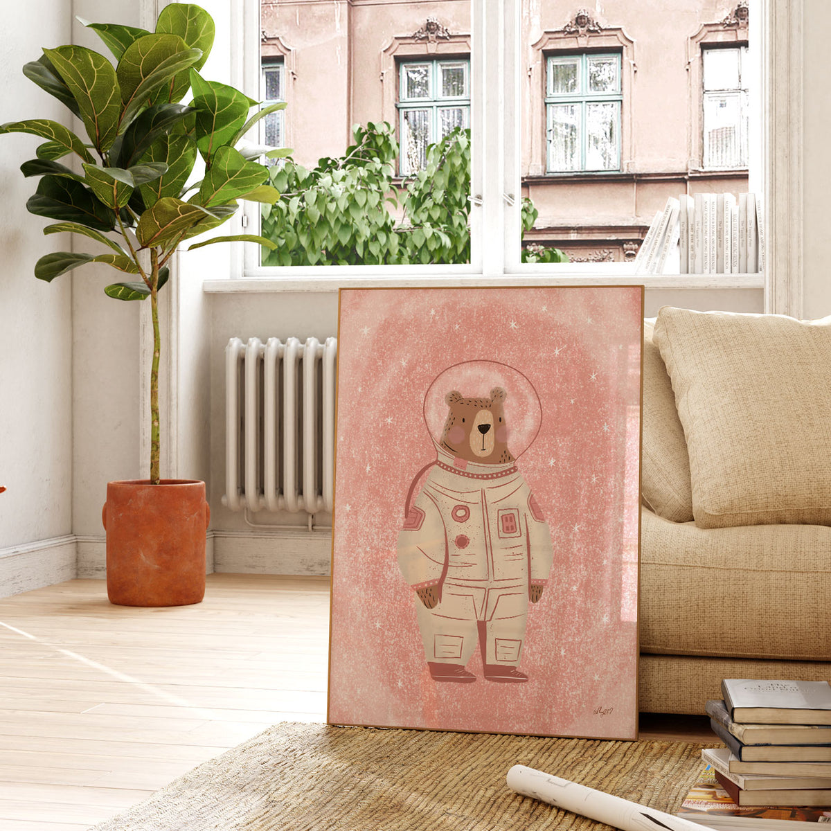 Little Astronaut Cream Poster
