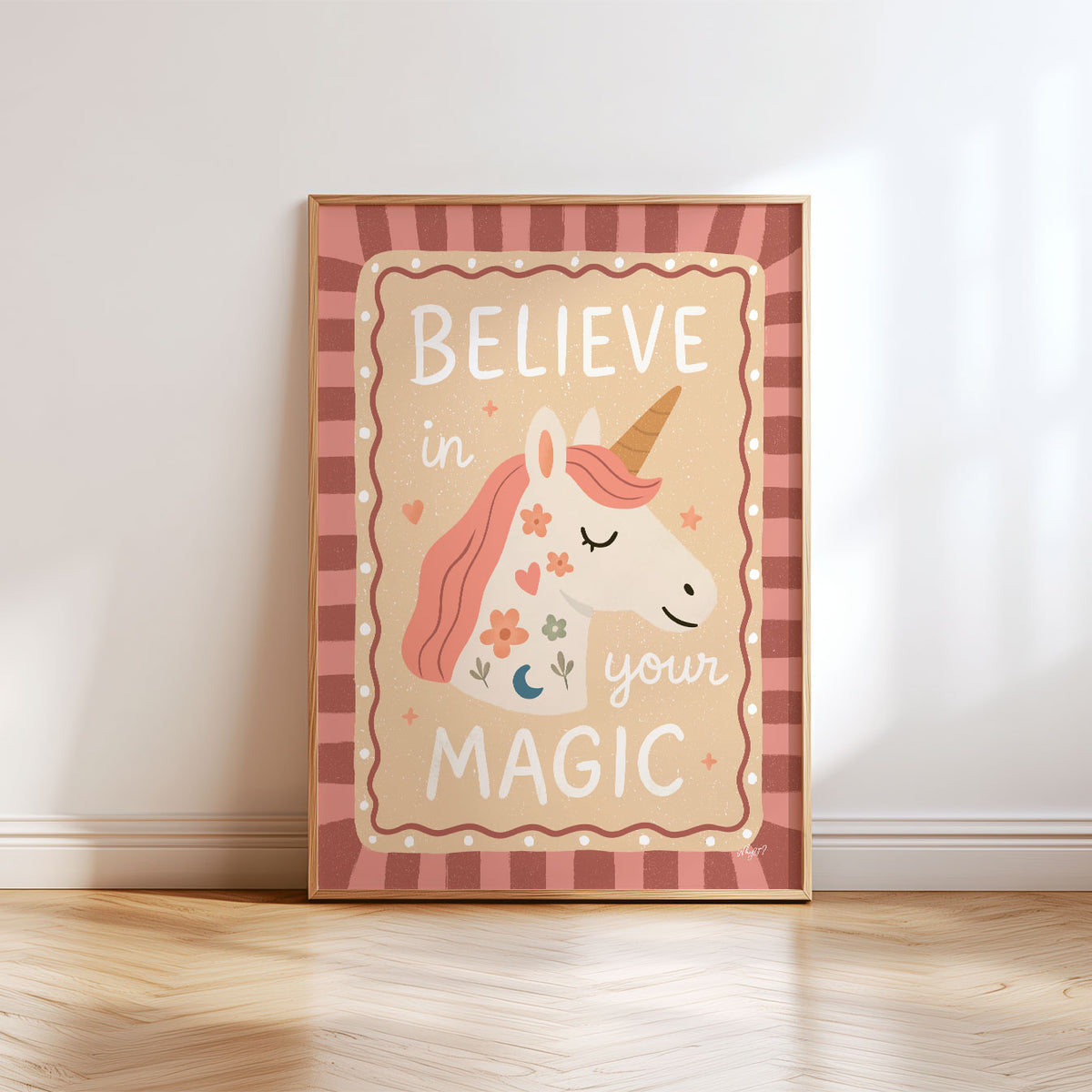 Inspirational unicorn wall art about confidence and individuality for a kids bedroom, nursery or playroom.