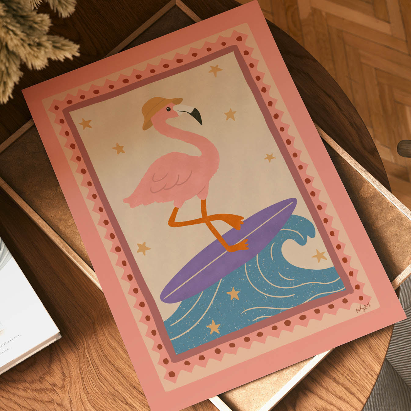 Flamingo Surf Poster