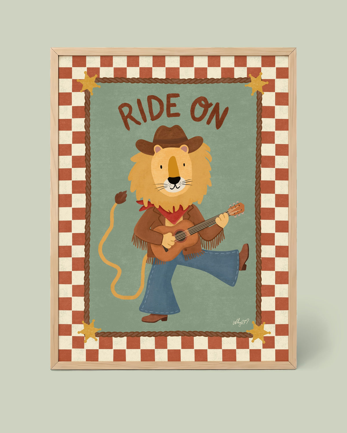 Ride On Poster framed in a natural wood frame
