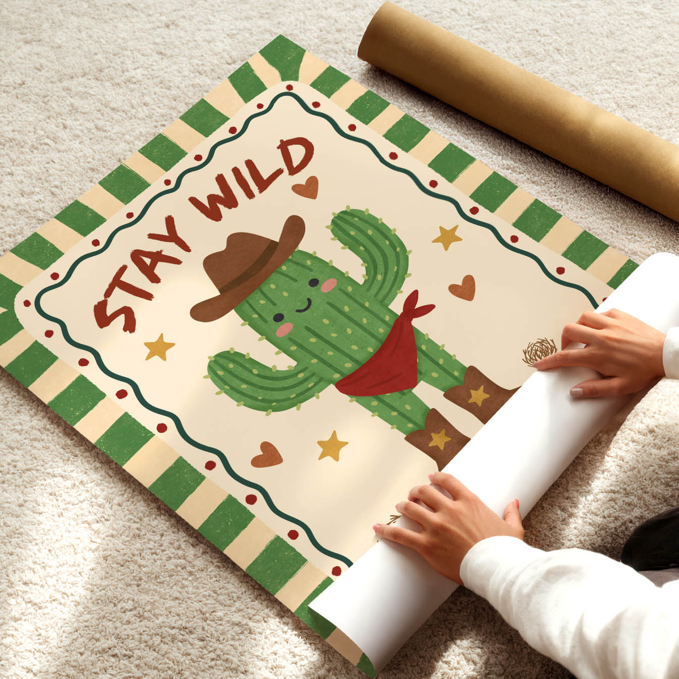 Desert Cowboy Cactus Poster